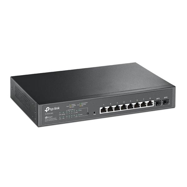 TP-LINK "JetStream™ 10-Port Gigabit Smart Switch with 8-Port PoE+ PORT: 8× Gigabit PoE+ Ports, 2× Gigabit SFP SlotsSPE 