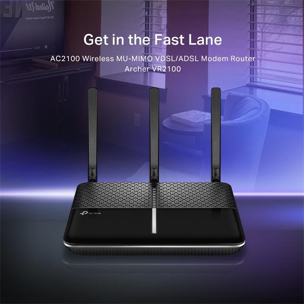 AC2100 Wi-Fi VDSL/ADSL Modem Router SPEED: 1733 Mbps at 5 GHz + 300 Mbps at 2.4 GHz, VDSL Profile 35b 350/60 Mbps SPEC:  