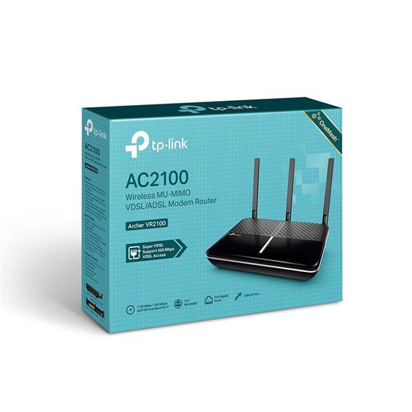 AC2100 Wi-Fi VDSL/ADSL Modem Router SPEED: 1733 Mbps at 5 GHz + 300 Mbps at 2.4 GHz, VDSL Profile 35b 350/60 Mbps SPEC:  