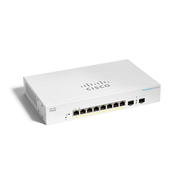 CBS220 Smart 8-port GE, Full PoE, Ext PS, 2x1G SFP 