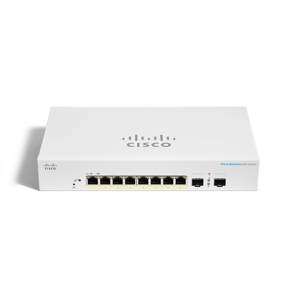 CBS220 Smart 8-port GE, Full PoE, Ext PS, 2x1G SFP 