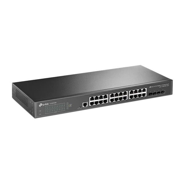 Omada 24-Port Gigabit L2+ Managed Switch with 4 10GE SFP+ Slots PORT: 24× Gigabit RJ45 Ports, 4× 10G SFP+ Slots, RJ45/Mi 