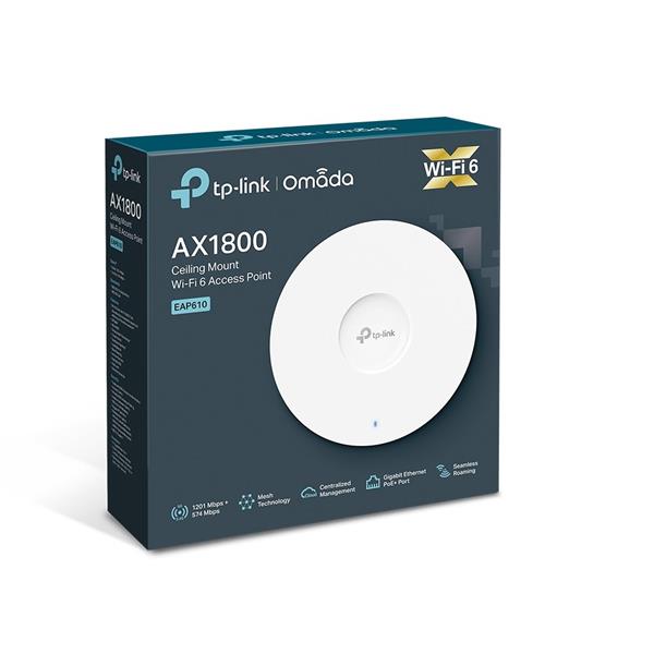 TP-LINK "AX1800 Ceiling Mount Dual-Band Wi-Fi 6 Access Point PORT:1 Gigabit RJ45 PortSPEED:574Mbps at  2.4 GHz + 1201  