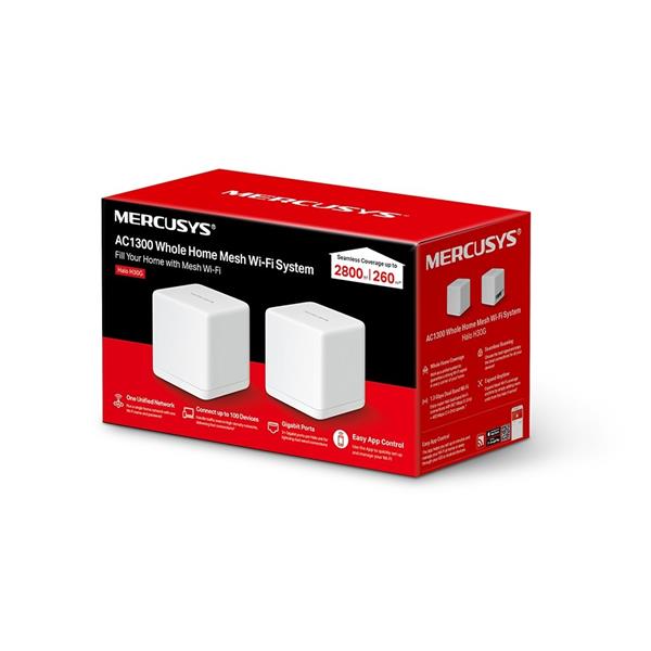 MERCUSYS "AC1300 Whole Home Mesh Wi-Fi SystemSPEED: 400 Mbps at 2.4 GHz + 867 Mbps at 5 GHzSPEC: 2× Internal Antennas,  