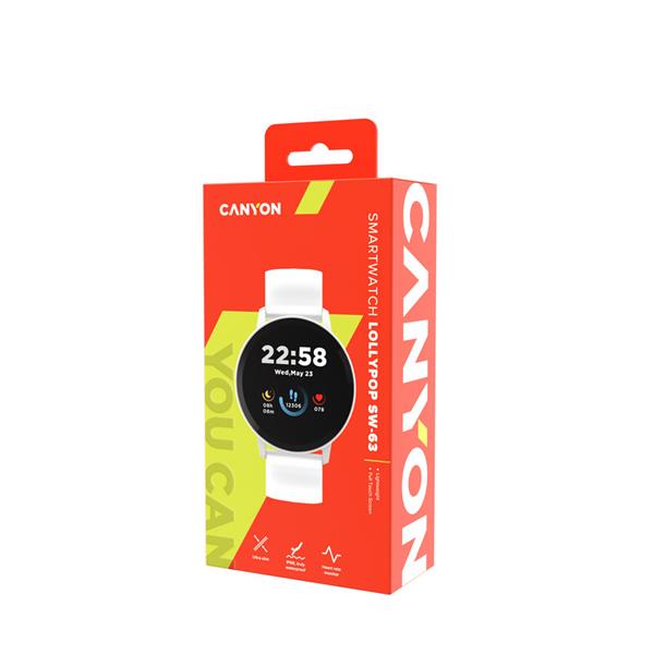 Canyon Lollypop SW-63, smart hodinky, BT, fareb. LCD displej 1.3´´, vodotes. IP68, multišport. režim, biele 