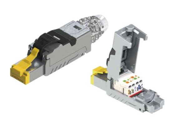 CNS tienený konektor STP RJ45-8p8c, 50µ" Au, drôt, skladaný, Cat6A, 1ks