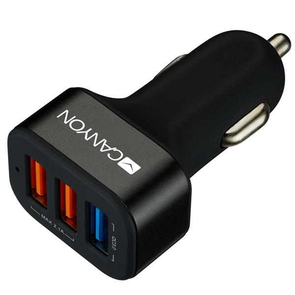 Canyon C-07, univerzálna autonabíjačka, 2x USB, + 1x Quick Charge 3.0, inteligentná technológia nabíjania
