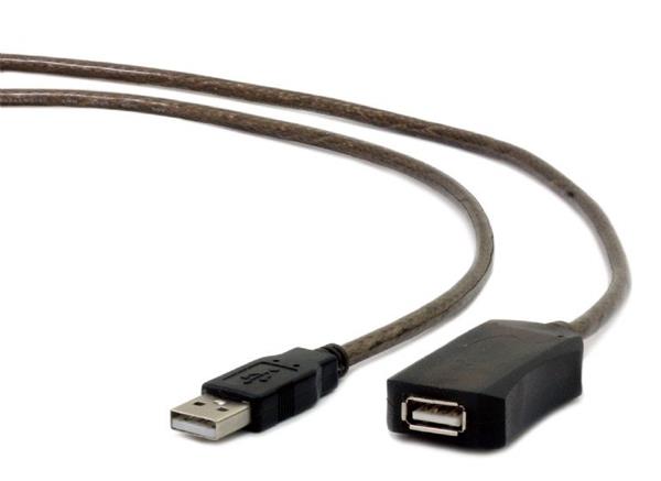 Gembird aktívny predlžovací kábel USB 2.0 (M-F), 10 m, čierny