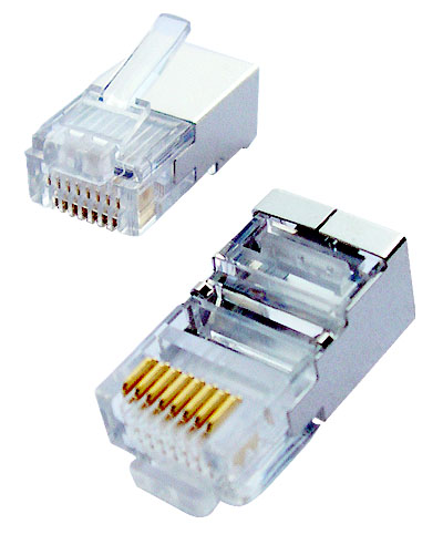 CNS Tienený konektor Cat5E, FTP/STP RJ45-8p8c,50µ" Au, drôt, (100ks)