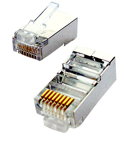 Tienený konektor STP RJ45-8p8c,50µ" Au, lanko, Cat5E, (100ks)