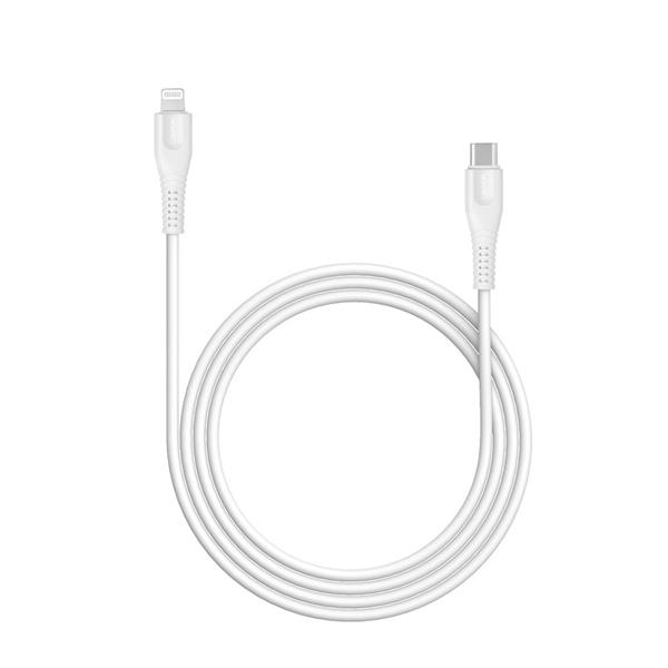 Canyon MFI-4, 1.2m kábel USB-C  Lightning, MFi Apple schválený, 5V 2.4A, priemer 3.5mm, PVC, biely