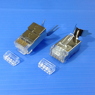 CNS tienený konektor STP RJ45-8p8c, 50µ" Au, drôt, skladaný, Cat6, (50ks)