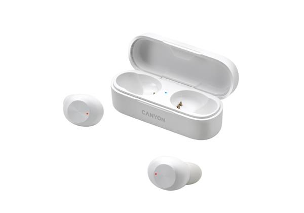 Canyon TWS-1, True Wireless Bluetooth slúchadlá do uší, nabíjacia stanica v kazete, biele