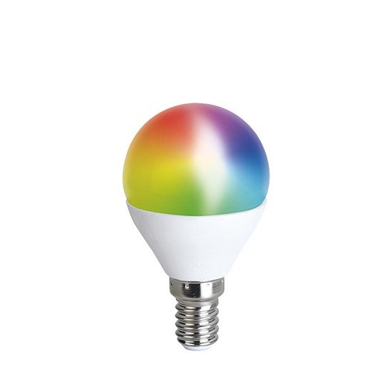 Solight LED SMART WIFI žiarovka, miniglobe, 5W, E14, RGB, 400lm