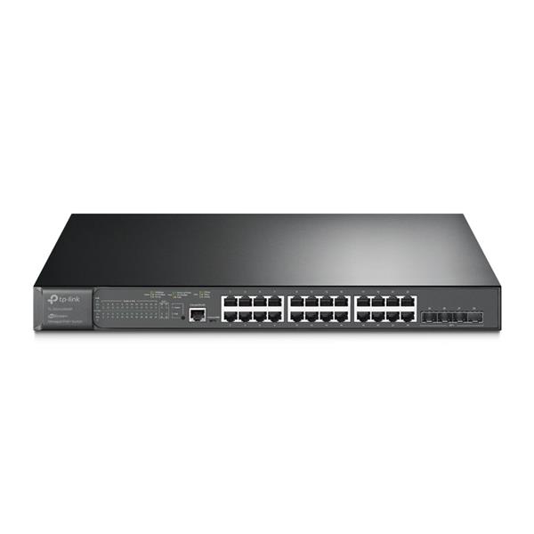 TP-LINK "JetStream™ 24-Port Gigabit and 4-Port 10GE SFP+ L2+ Managed Switch with 24-Port PoE+PORT: 24× Gigabit PoE+ Por