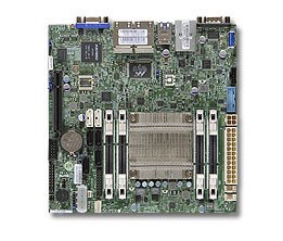 Supermicro Motherboard   MB Atom C2550 4-core (16W TDP), 4x DDR3 ECC SODIMM, 2xSATA3, 4xSATA2,1xPCI-E x8, 4xLAN, 