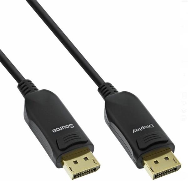 Kábel DisplayPort M/M 15m, 8K@60Hz UHD v1.4, AOC, 32.4Gbit/s, čierny, pozl.konektor