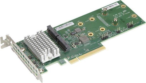 Supermicro Hybrid M.2 NVMe/SATA SSD RAID 0,1 Card x8 PCIe Gen3 Host interface