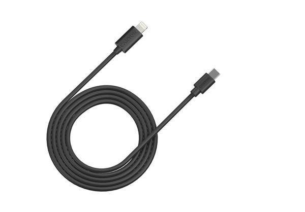 Canyon CFI-12, 2m kábel Lightning/USB-C, bez Apple certifikácie MFi, čierny