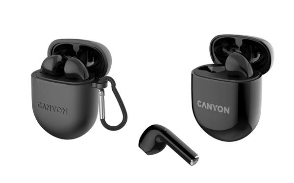Canyon TWS-6, True Wireless Bluetooth slúchadlá do uší, nabíjacia stanica v kazete, čierne