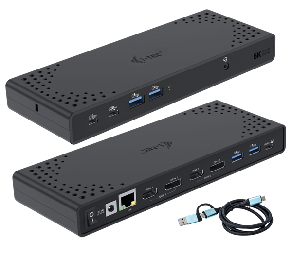 i-tec USB 3.0 / USB-C / Thunderbolt Dual Display Docking Station + PD 100W