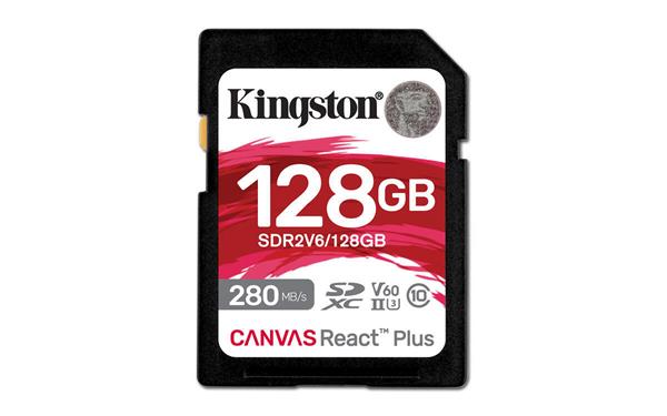 128 GB .SDXC karta Kingston . Canvas React Plus Class UHS-II U3 V60 ( r280MB/s, w100MB/s )