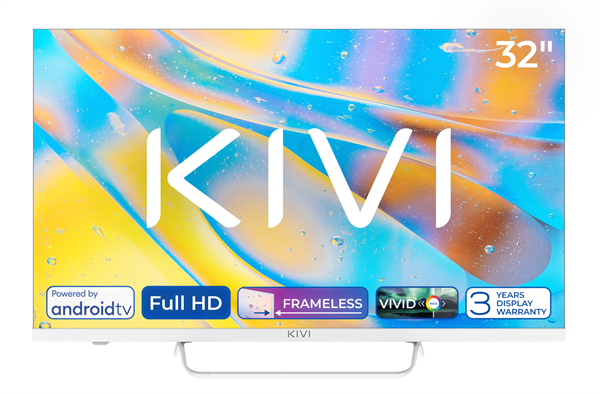 KIVI TV 32F760QW, 32" (81cm), HD LED TV, AndroidTV 11, White, 1920x1080, 60 Hz,2x8W, 33 kWh/1000h ,HDMI ports 2
