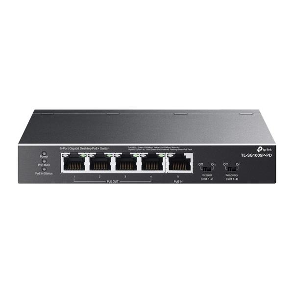 TP-LINK "5-Port Gigabit Desktop Switch with 1-Port PoE++ In and 4-Port PoE+ OutPORT: 4× Gigabit PoE+ Out Ports, 1× Giga