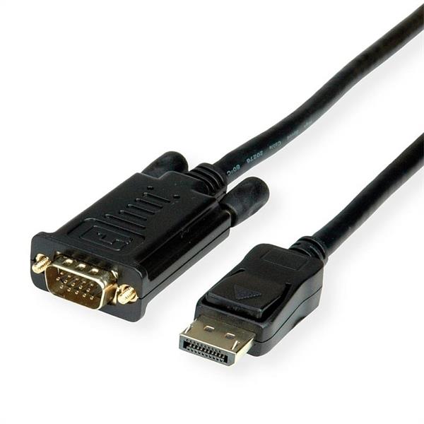 Kábel DisplayPort na VGA M M 2m, max.1920x1200@60Hz, čierny, jednosmerný, aktívny, G pozl. kon.