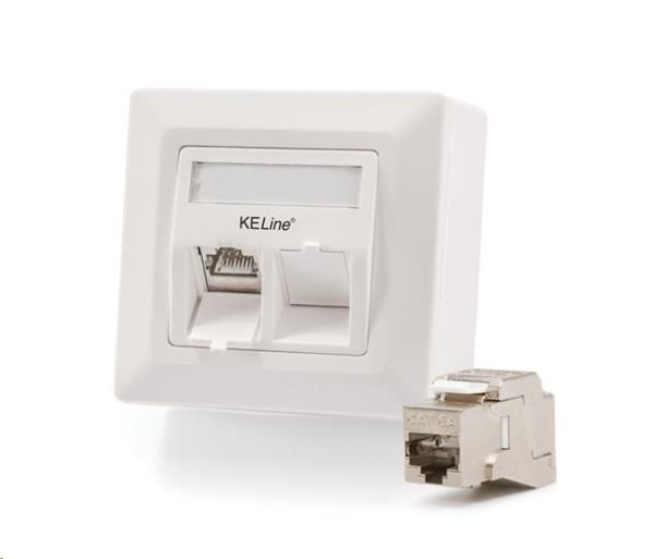 Keline Zásuvka Modulo50, Category 6A, 2xRJ45/s, povrchová, osadená s KEJ-C6A-S-10G
