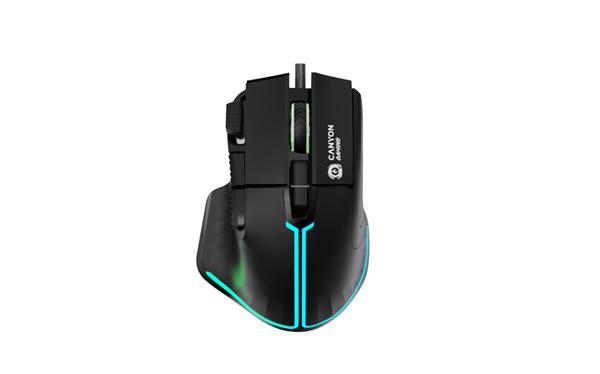 Canyon GM-636, Fortnax herná myš, drôtová, optická, 20.000dpi, odozva 1ms, 9 progr. tlač, 6 režimov RGB podsv., čierna