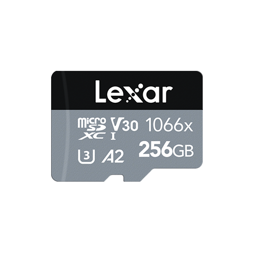 256GB Lexar® High-Performance 1066x microSDXC™ UHS-I, up to 160MB/s read 120MB/s write C10 A2 V30 U3