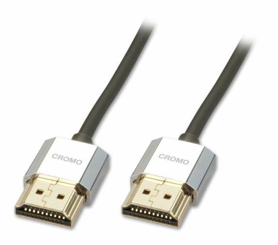 Lindy HDMI M/M 0.5m, Ultra High Speed+Eth, 4K@60Hz, HDMI 2.0, 18G, G pozl. kon., sivý, Slim, Cromo