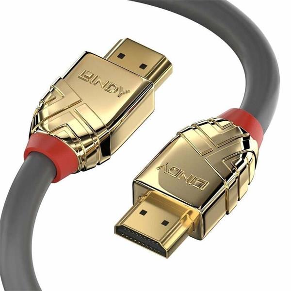 Lindy HDMI M M 7, 5m, Ultra High Speed+Eth, 4K@60Hz, HDMI 2.0, 18G, G pozl. kon., sivý, Gold Lin