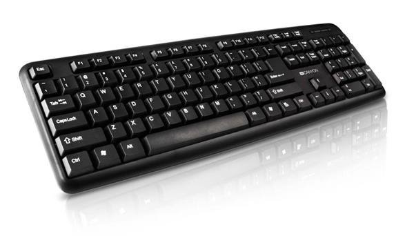 Canyon KB-1, klávesnica, USB, 104 kláves, odolná proti poliatiu tekutinou, štíhla, SK/CZ, čierna