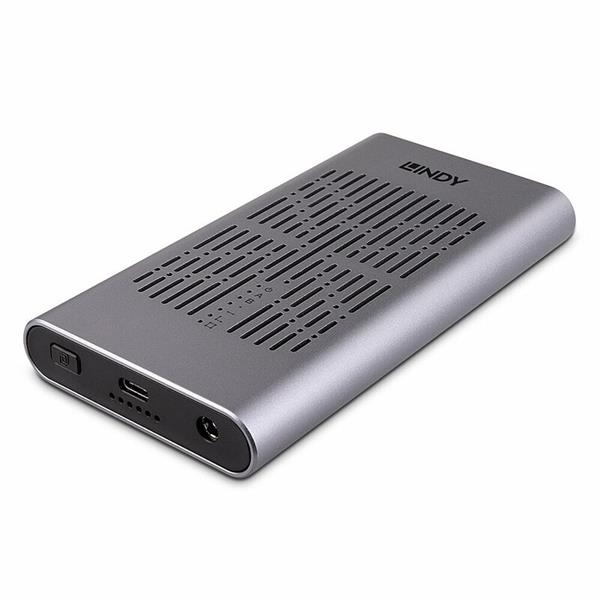 Lindy externý box  Adaptér USB 3.1 Typ C na 2x NVMe M.2 SSD HDD (B+M-key), Klonovanie, 10Gbps, strieborný