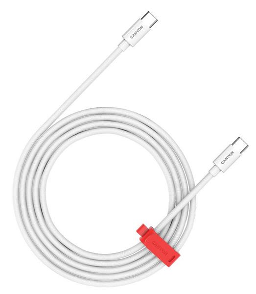 Canyon CC60AB12, 1.2 m kábel, USB-C / USB-C, 60 W, 480 Mbps, biely