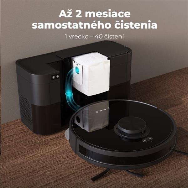 AENO Robotický vysavač RC5S, 2v1 mokré a suché cistenie,180 min,rotovacie mopy,LIDAR, AENO App,HEPA,základna, čierny
