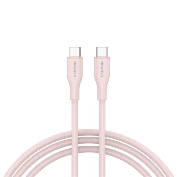Canyon CC60SC10, 1 m kábel, USB-C / USB-C, PD 60 W, 480 Mbps, ružový