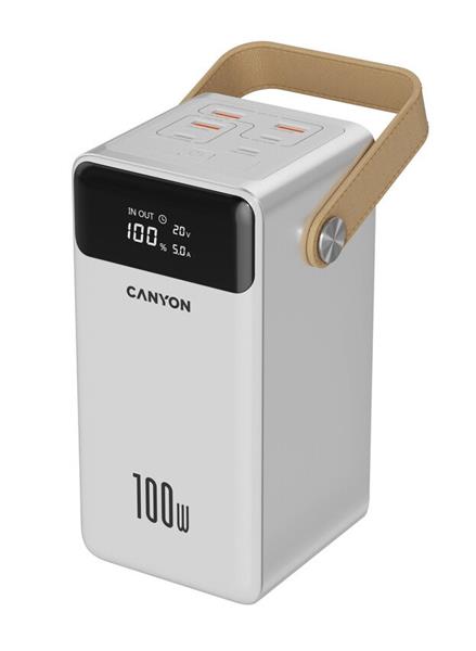 Canyon OnPower 610, Powerbank, 60.000 mAh, displej, in: USB-C, out: 3x USB-C,  PD 100W, 3x USB-A, QC 3.0, biela
