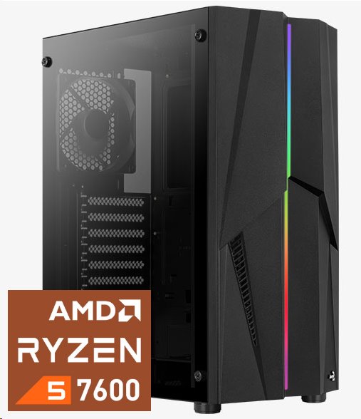 PRESTIGIO Gamer, Ryzen 5 7600, RX7800XT/16GB, 32GB DDR5, SSD 1TB, WIFI, FDOS