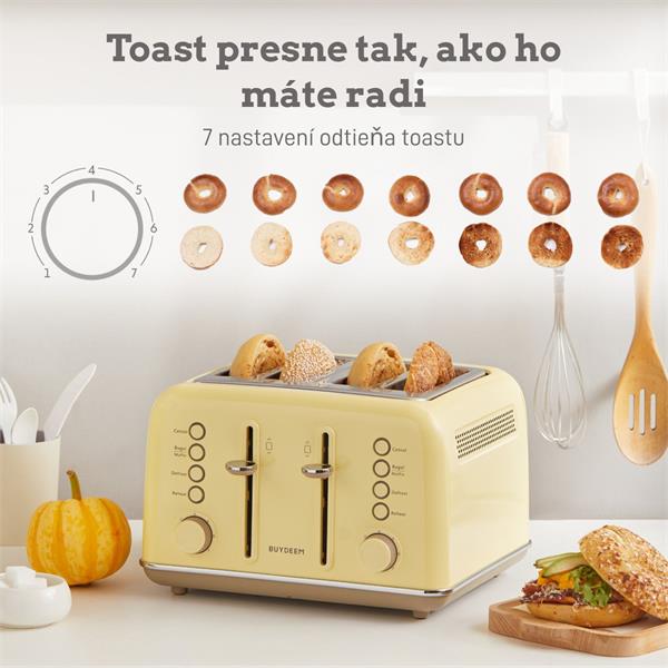 BUYDEEM Hriankovač na 4 plátky, model DT640E, farba jemná žltá, EU