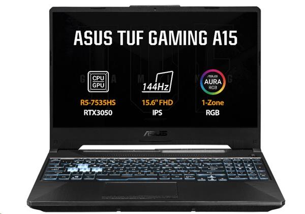 ASUS TUF Gaming A15 FA506NC-HN038, Ryzen 5 7535HS, 15.6˝ 1920 x 1080 FHD, RTX3050/4GB, 16GB, SSD 1TB, FDOS