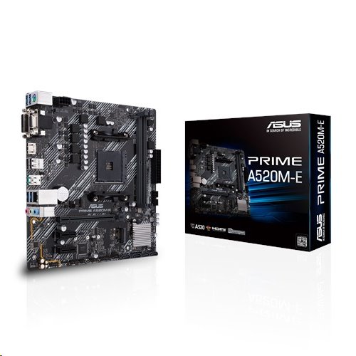 ASUS MB Sc AM4 PRIME A520M-E,  AMD A520,  2xDDR4,  1xHDMI,  1xDVI,  1xVGA,  mATX