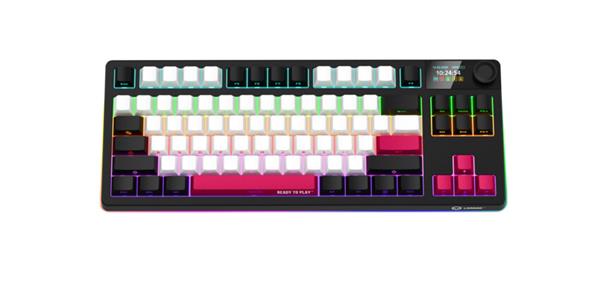 Lorgar KBP70TKLW, Pro bezdrôtová mechanická herná klávesnica, 2.4 GHz/ BT 5.0, Displej, multim. tlač., US layout, čierna
