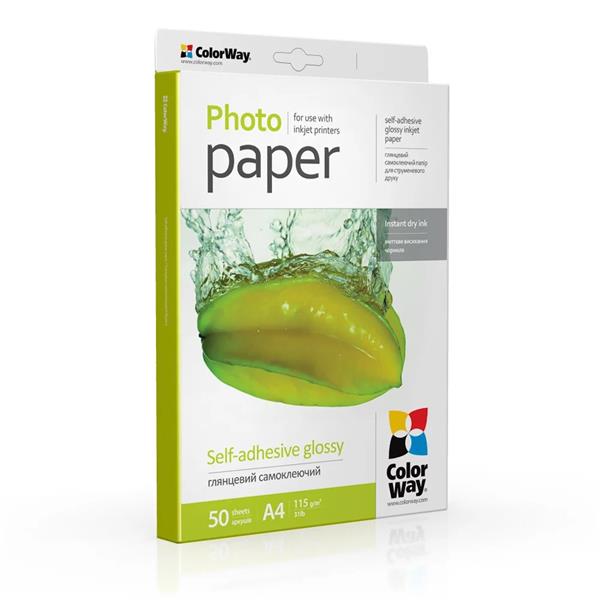 ColorWay Fotopapier Lesklý, Samolepiaci, 115g/m2,50ks,A4