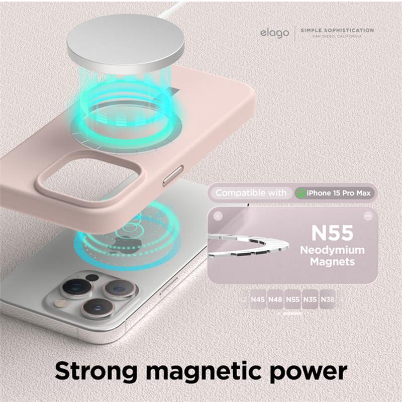 Elago kryt Silicone Case Magsafe pre iPhone 15 Pro Max - Stone 