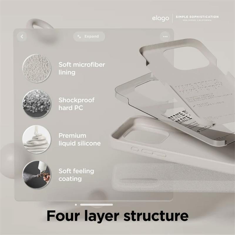 Elago kryt Silicone Case pre iPhone 15 Pro Max - Stone 