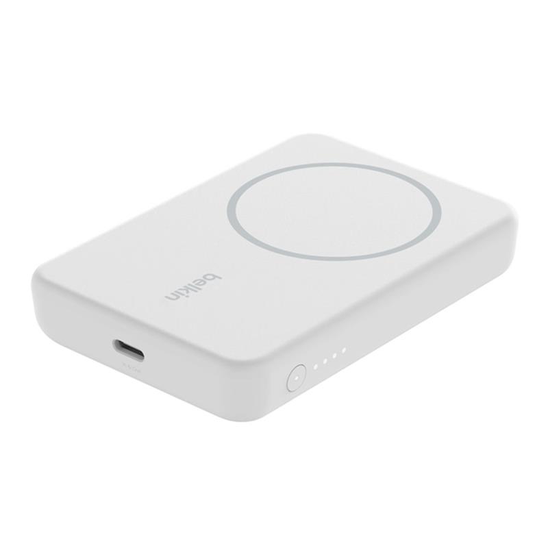 Belkin Boost Charge Magnetic Wireless Power Bank 5K + Stand - White 