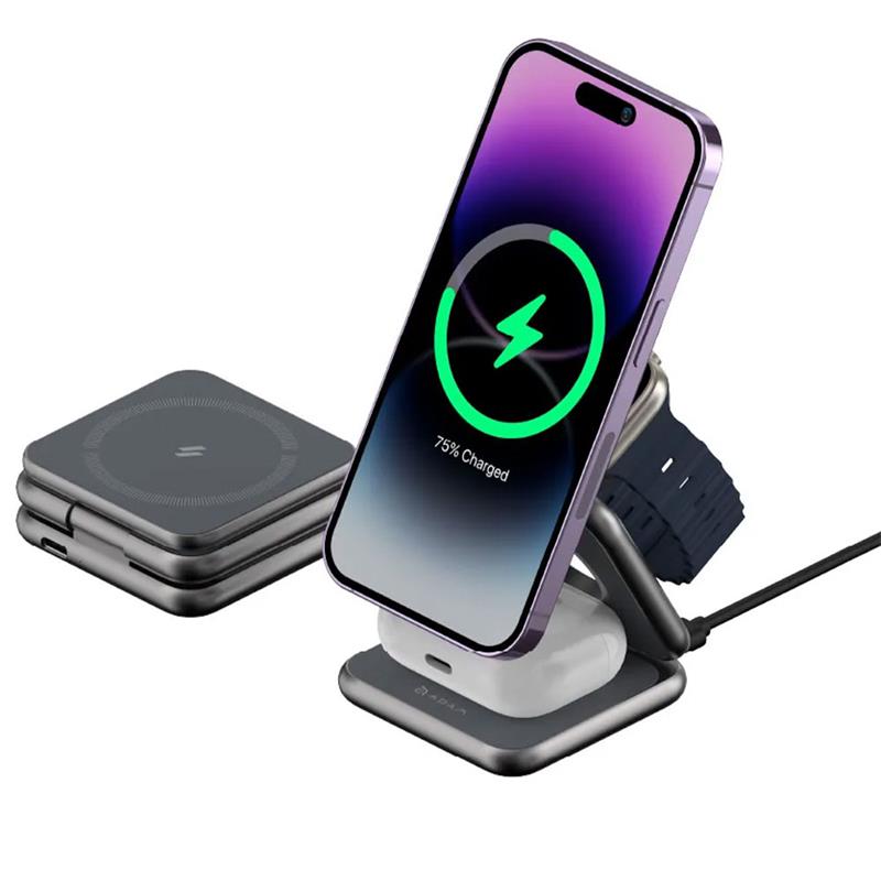 Adam Elements Omnia Mag 3 Magnetic 3-in-1 Wireless Charging Station - Gray 